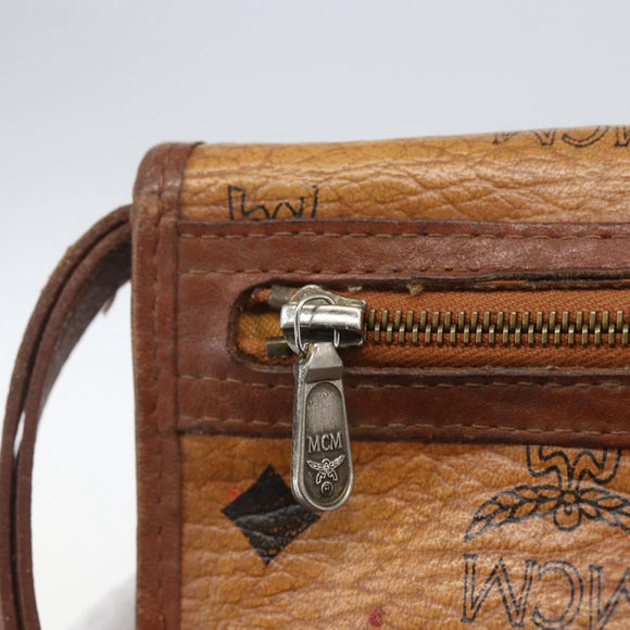 MCM Logogram Vicetos Clutch Bag PVC Leather Brown Gold Auth 169445