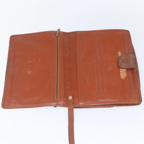 MCM Logogram Vicetos Clutch Bag PVC Leather Brown Gold Auth 169445