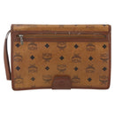 MCM Logogram Vicetos Clutch Bag PVC Leather Brown Gold Auth 169445-3