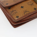 MCM Logogram Vicetos Clutch Bag PVC Leather Brown Gold Auth 169445-9