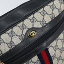 GUCCI GG Supreme Sherry Line Shoulder Bag PVC Navy Gold 22 02 005 Auth 169446-17