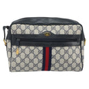 GUCCI GG Supreme Sherry Line Shoulder Bag PVC Navy Gold 22 02 005 Auth 169446-13