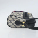 GUCCI GG Supreme Sherry Line Shoulder Bag PVC Navy Gold 22 02 005 Auth 169446-3