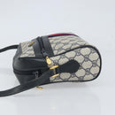 GUCCI GG Supreme Sherry Line Shoulder Bag PVC Navy Gold 22 02 005 Auth 169446-4
