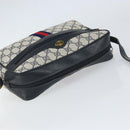 GUCCI GG Supreme Sherry Line Shoulder Bag PVC Navy Gold 22 02 005 Auth 169446-6