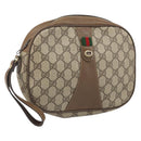 GUCCI GG Supreme Web Sherry Line Clutch Bag PVC Beige Gold 89 01 034 Auth 169447-1