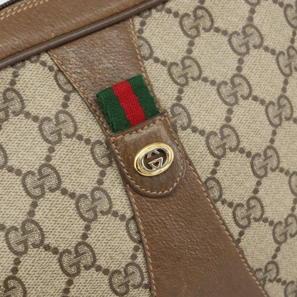 GUCCI GG Supreme Web Sherry Line Clutch Bag PVC Beige Gold 89 01 034 Auth 169447