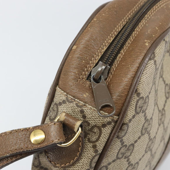 GUCCI GG Supreme Web Sherry Line Clutch Bag PVC Beige Gold 89 01 034 Auth 169447