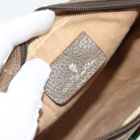 GUCCI GG Supreme Web Sherry Line Clutch Bag PVC Beige Gold 89 01 034 Auth 169447