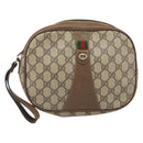 GUCCI GG Supreme Web Sherry Line Clutch Bag PVC Beige Gold 89 01 034 Auth 169447-2
