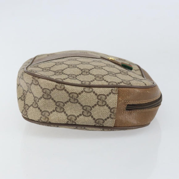 GUCCI GG Supreme Web Sherry Line Clutch Bag PVC Beige Gold 89 01 034 Auth 169447
