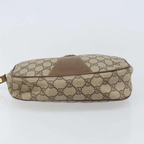 GUCCI GG Supreme Web Sherry Line Clutch Bag PVC Beige Gold 89 01 034 Auth 169447
