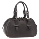 BURBERRY Hand Bag Leather Brown Silver Auth 169448-1