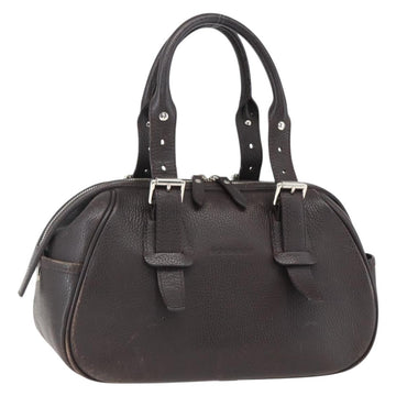 BURBERRY Hand Bag Leather Brown Silver Auth 169448