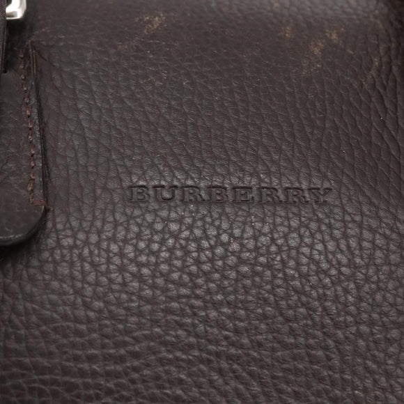 BURBERRY Hand Bag Leather Brown Silver Auth 169448