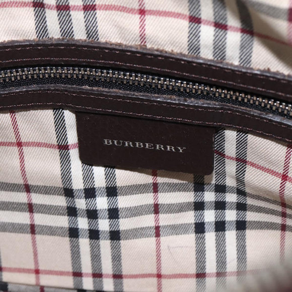 BURBERRY Hand Bag Leather Brown Silver Auth 169448