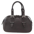 BURBERRY Hand Bag Leather Brown Silver Auth 169448-2
