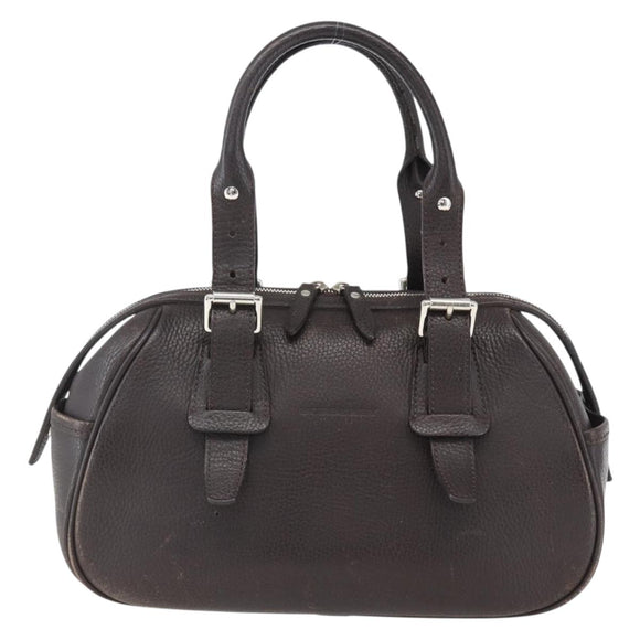 BURBERRY Hand Bag Leather Brown Silver Auth 169448