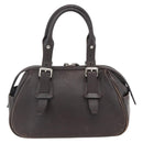 BURBERRY Hand Bag Leather Brown Silver Auth 169448-3