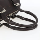 BURBERRY Hand Bag Leather Brown Silver Auth 169448-7
