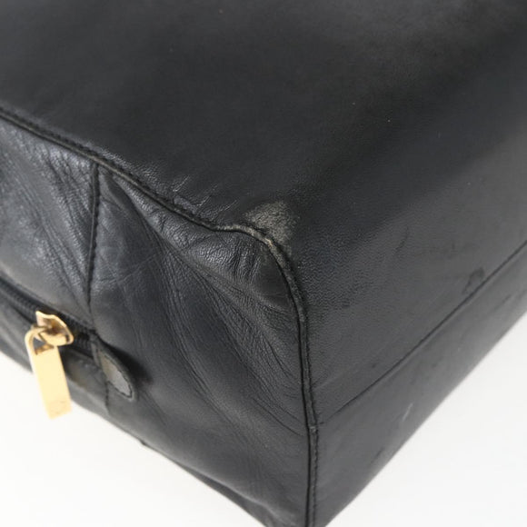 LOEWE Anagram Hand Bag Leather Gold Black Auth 169449