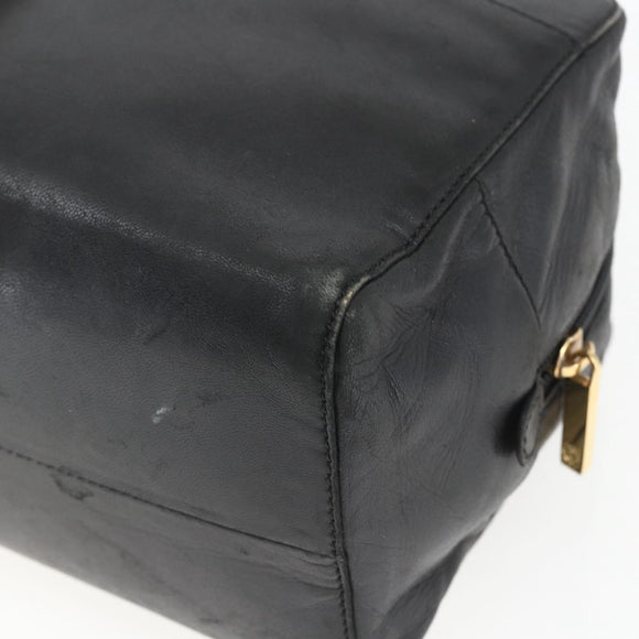 LOEWE Anagram Hand Bag Leather Gold Black Auth 169449