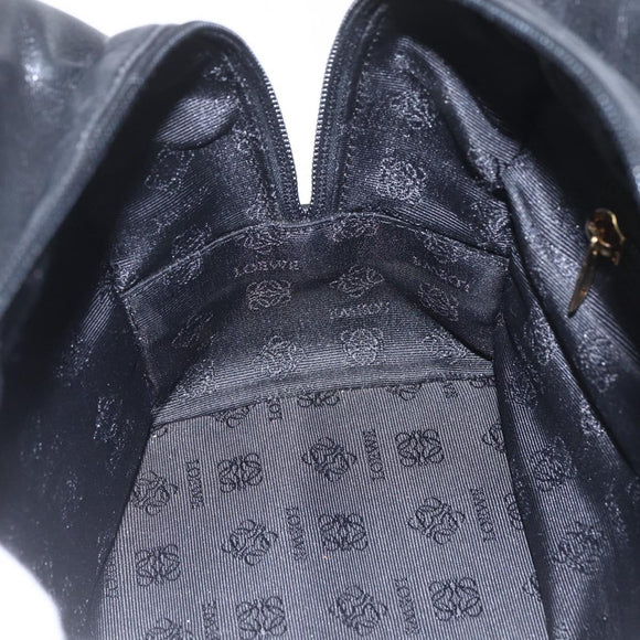 LOEWE Anagram Hand Bag Leather Gold Black Auth 169449