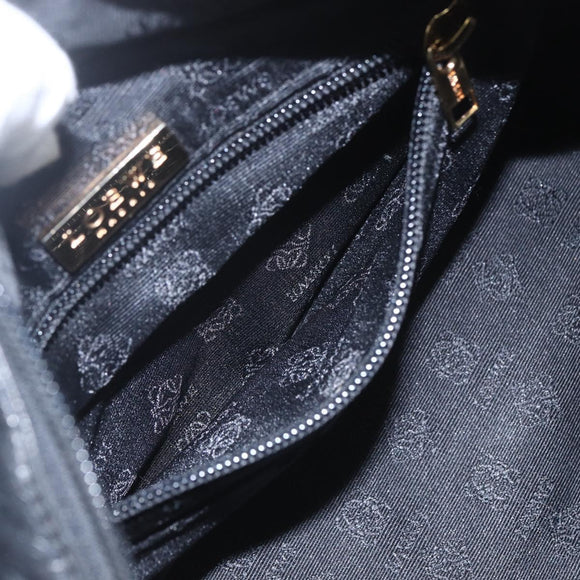 LOEWE Anagram Hand Bag Leather Gold Black Auth 169449