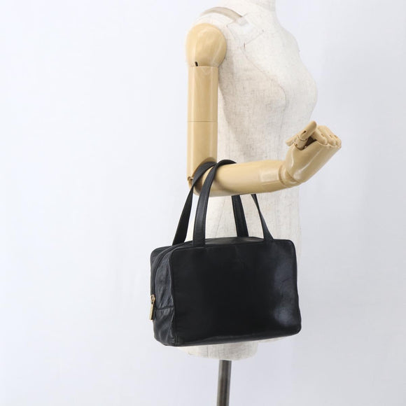 LOEWE Anagram Hand Bag Leather Gold Black Auth 169449