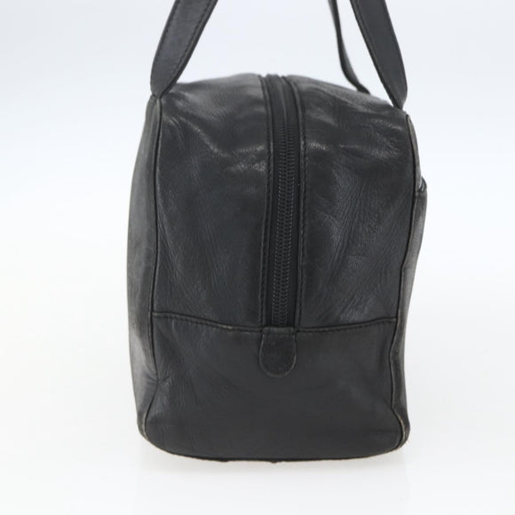 LOEWE Anagram Hand Bag Leather Gold Black Auth 169449