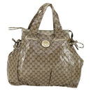GUCCI GG Crystal Tote Bag Coated Canvas Beige Gold 197022 Auth 169450-2