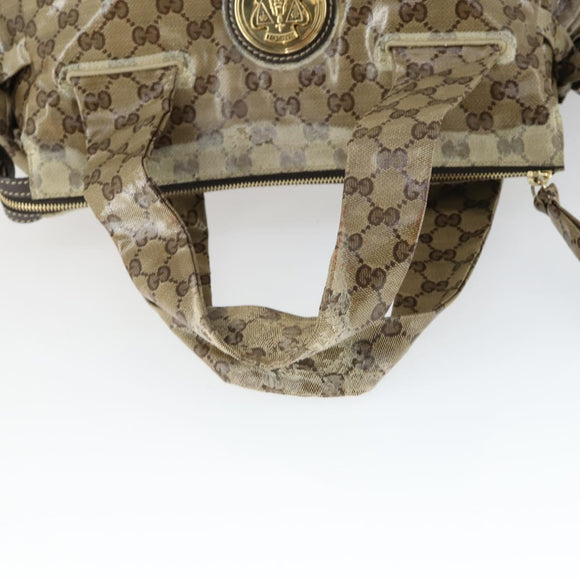 GUCCI GG Crystal Tote Bag Coated Canvas Beige Gold 197022 Auth 169450