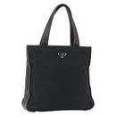 PRADA Tote Bag Nylon Leather Black Silver Auth 169452-1