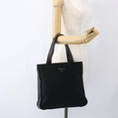 PRADA Tote Bag Nylon Leather Black Silver Auth 169452-25