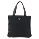 PRADA Tote Bag Nylon Leather Black Silver Auth 169452-13