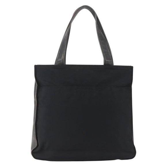 PRADA Tote Bag Nylon Leather Black Silver Auth 169452