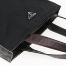 PRADA Tote Bag Nylon Leather Black Silver Auth 169452-6