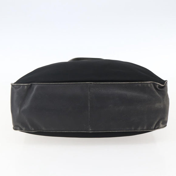 PRADA Tote Bag Nylon Leather Black Silver Auth 169452
