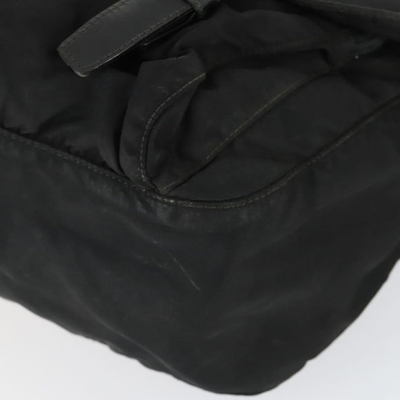 PRADA Shoulder Bag Nylon Black Silver Auth 169454