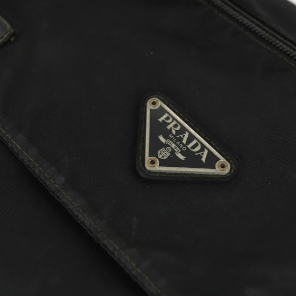 PRADA Shoulder Bag Nylon Black Silver Auth 169454