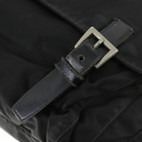 PRADA Shoulder Bag Nylon Black Silver Auth 169454