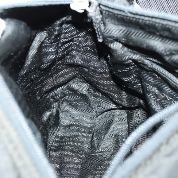 PRADA Shoulder Bag Nylon Black Silver Auth 169454