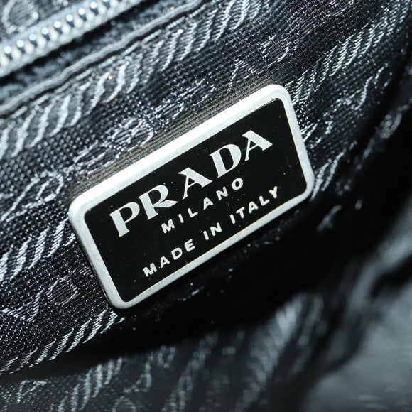 PRADA Shoulder Bag Nylon Black Silver Auth 169454