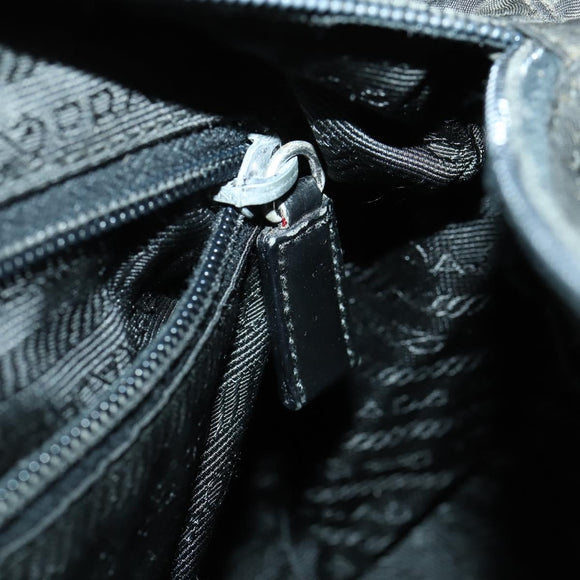 PRADA Shoulder Bag Nylon Black Silver Auth 169454