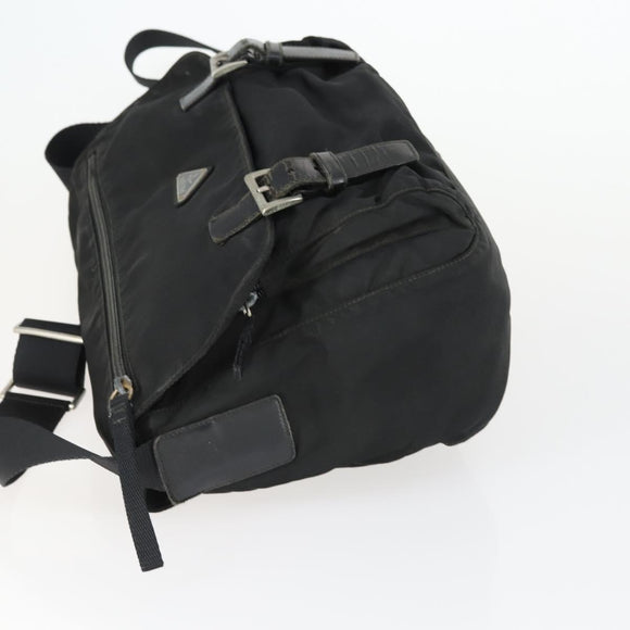 PRADA Shoulder Bag Nylon Black Silver Auth 169454