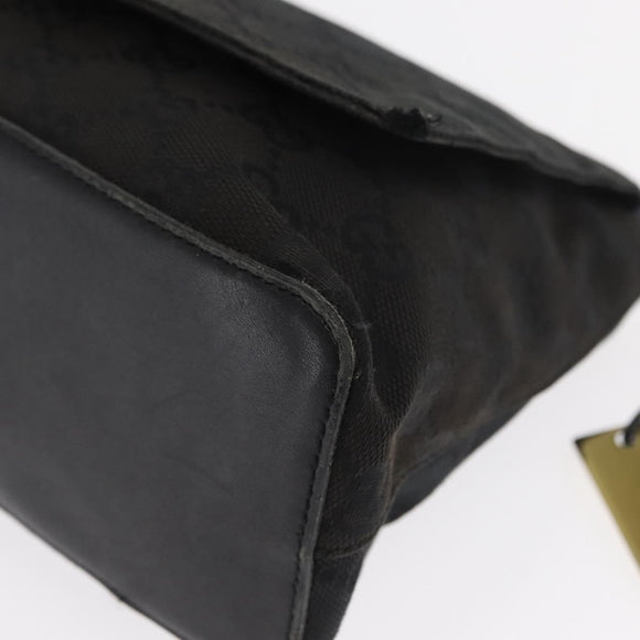 GUCCI GG Canvas Shoulder Bag Black Silver 90646 Auth 169456