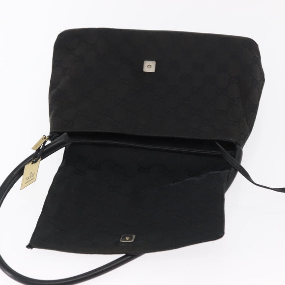GUCCI GG Canvas Shoulder Bag Black Silver 90646 Auth 169456