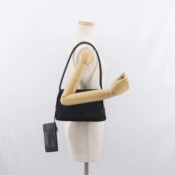 GUCCI GG Canvas Shoulder Bag Black Silver 90646 Auth 169456