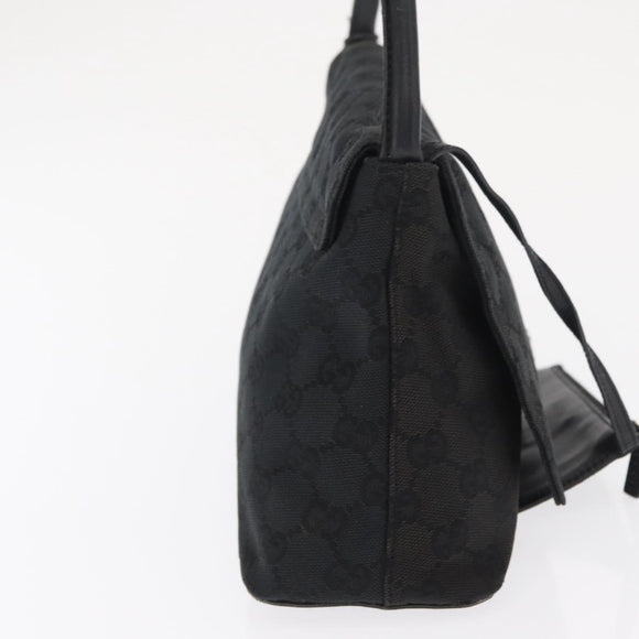 GUCCI GG Canvas Shoulder Bag Black Silver 90646 Auth 169456