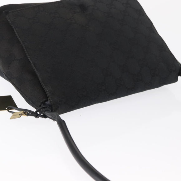 GUCCI GG Canvas Shoulder Bag Black Silver 90646 Auth 169456